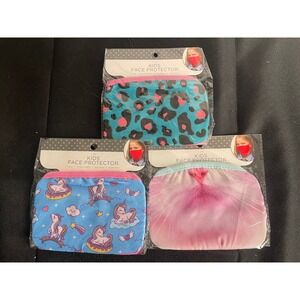 Kids Face Mask Protector 3 Pack Cat Unicorn‎ Leopard Print Reusable Breathable